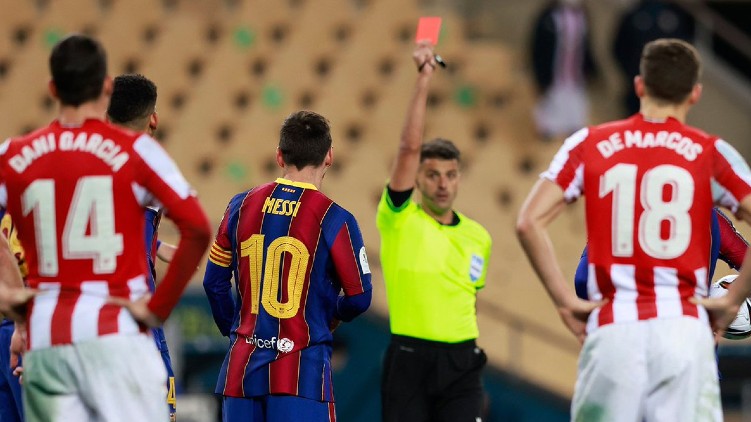 barcelona messi red card
