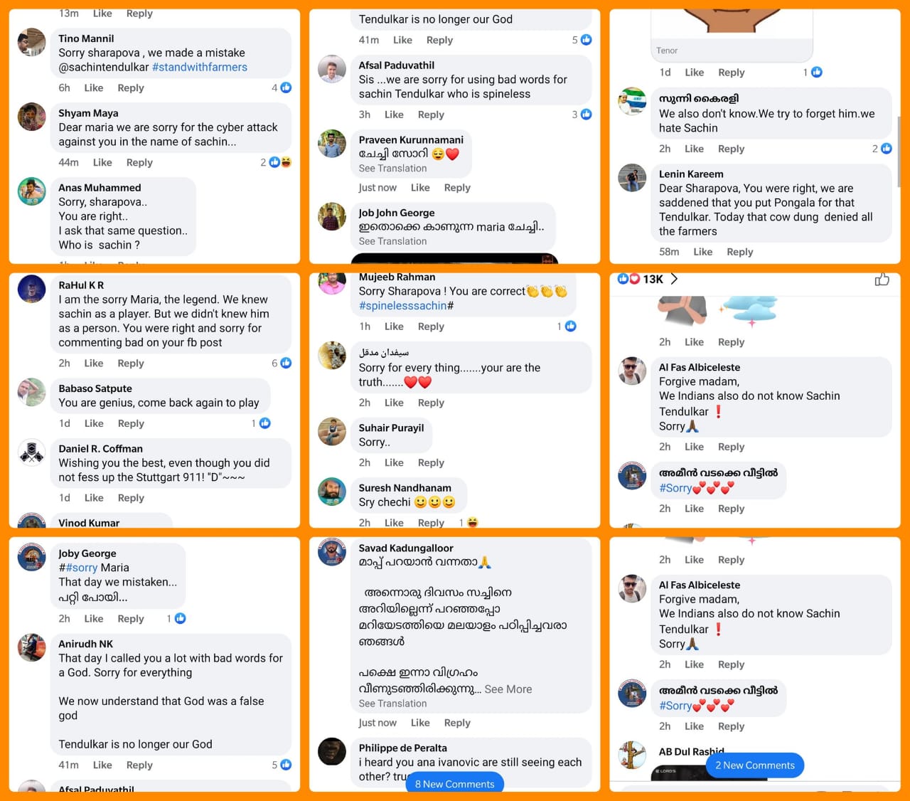 malayalees apologize to mariya sharapova