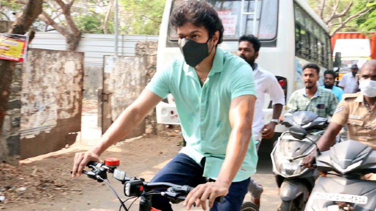 Vijay vote bicycle house