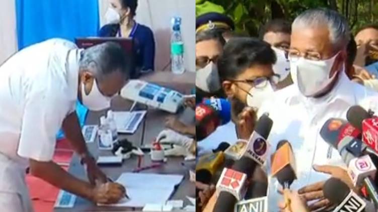 pinarayi vijayan casts vote