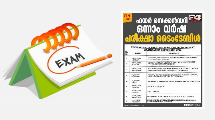 first year higher secondary exam timetable