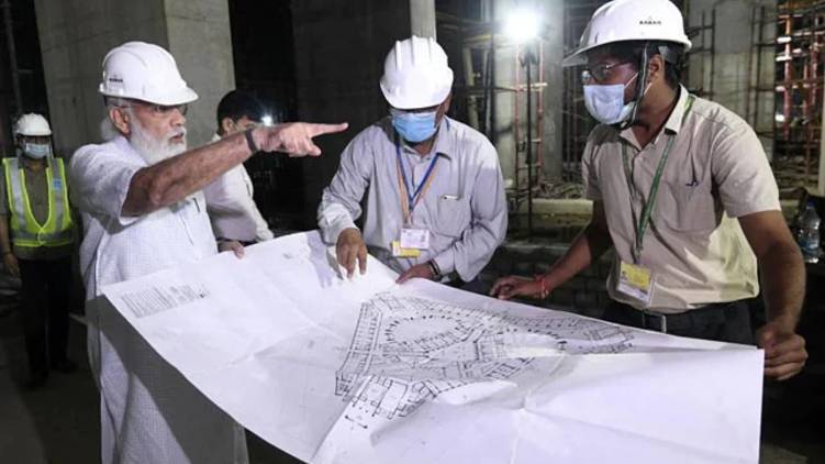 modi visit Parliament Construction Site