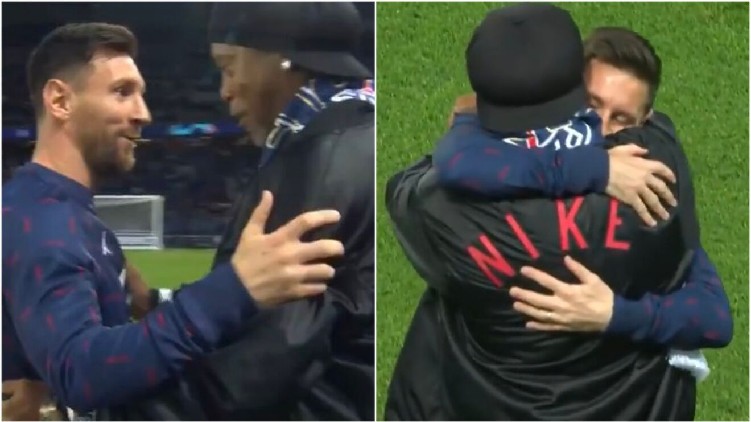 messi hugs ronaldinho video