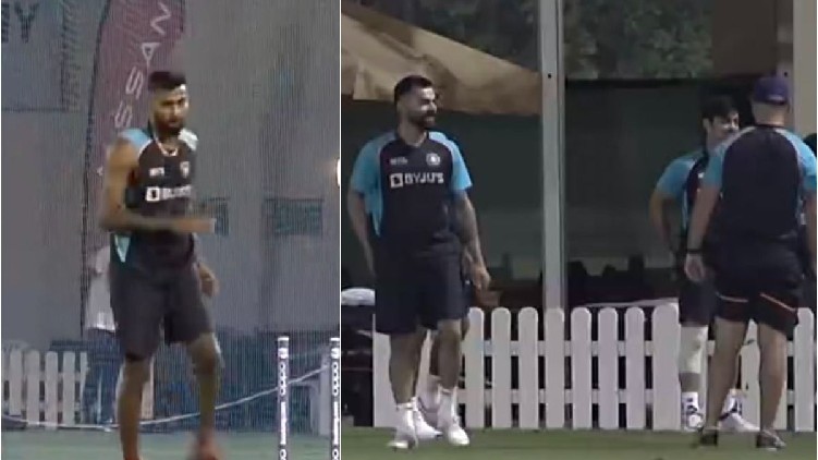 hardik pandya bowls nets
