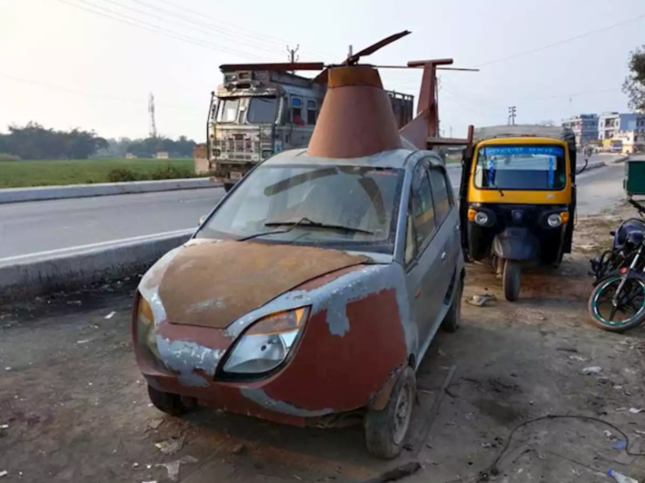 bihar man turns nano to helicopter