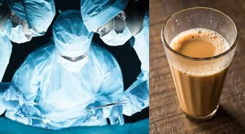 man swallowed glass while drinking tea