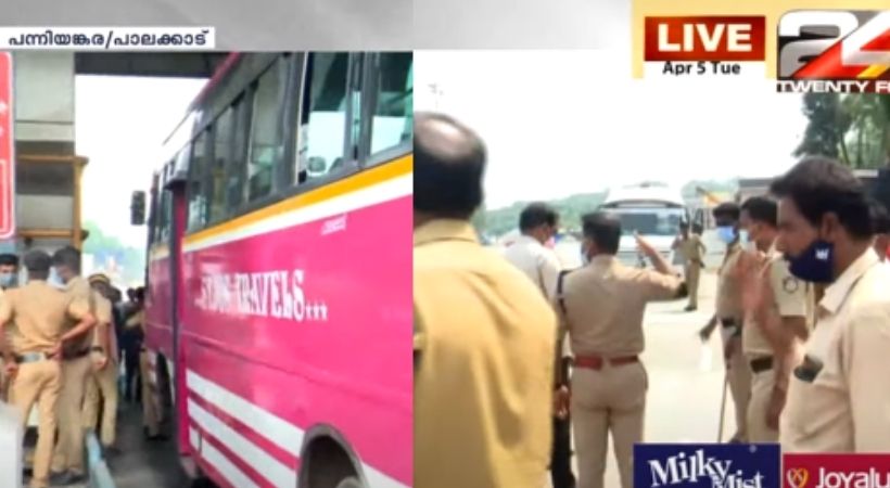 toll collecting from private bus panniyankara