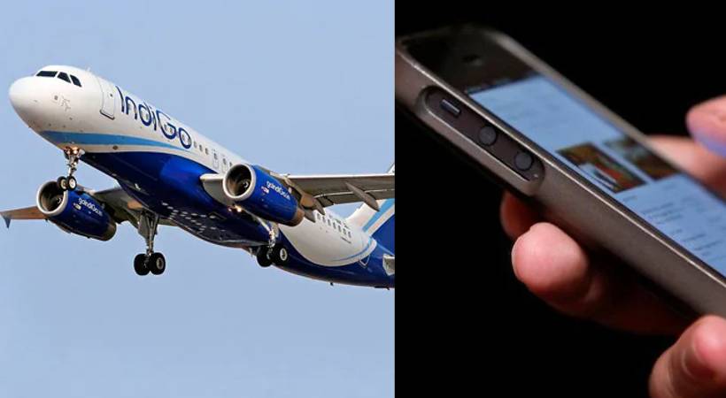 mobile phone burst inside indigo flight