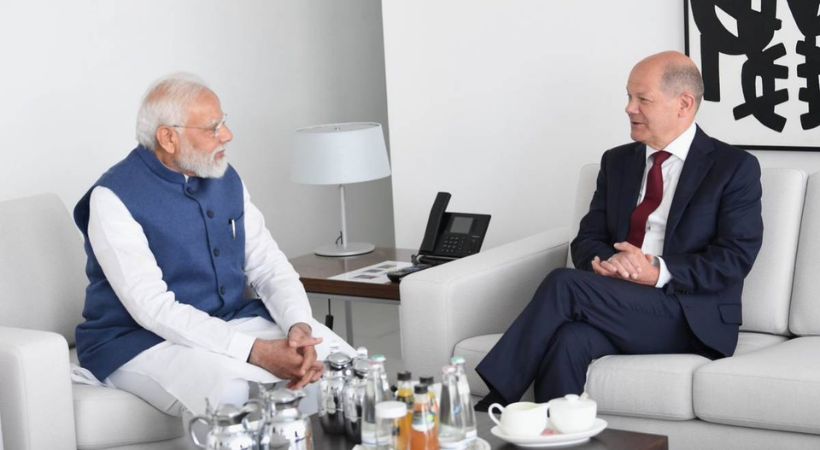 Narendra Modi with German Chancellor Olaf Scholz meeting