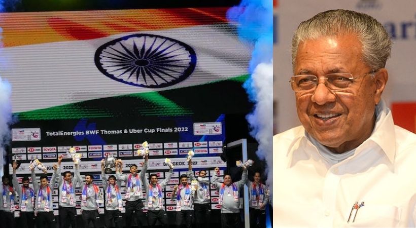 cm pinarayi vijayan congratulate indian badminton team