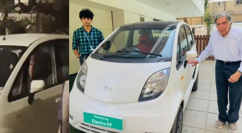 ratan tata ride in India's cheapest car nano