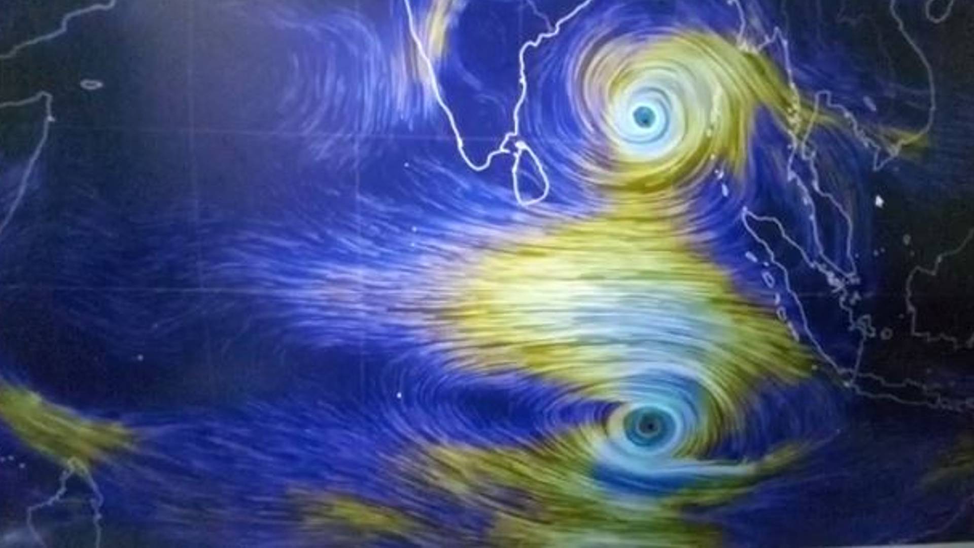 twin cyclone in indian ocean