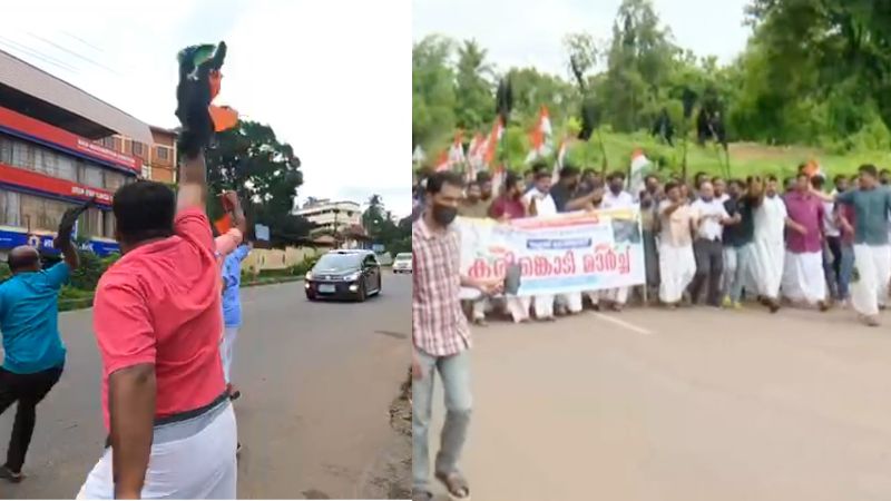 protest against pinarayi vijayan with black flag