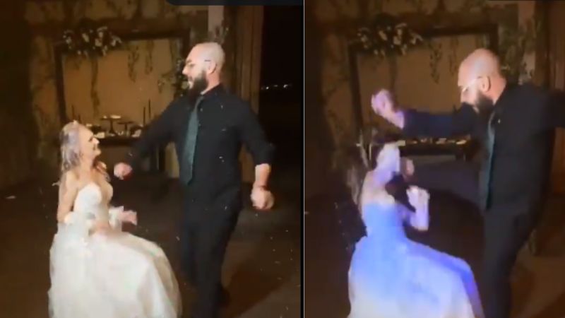 groom kicks bride in the face