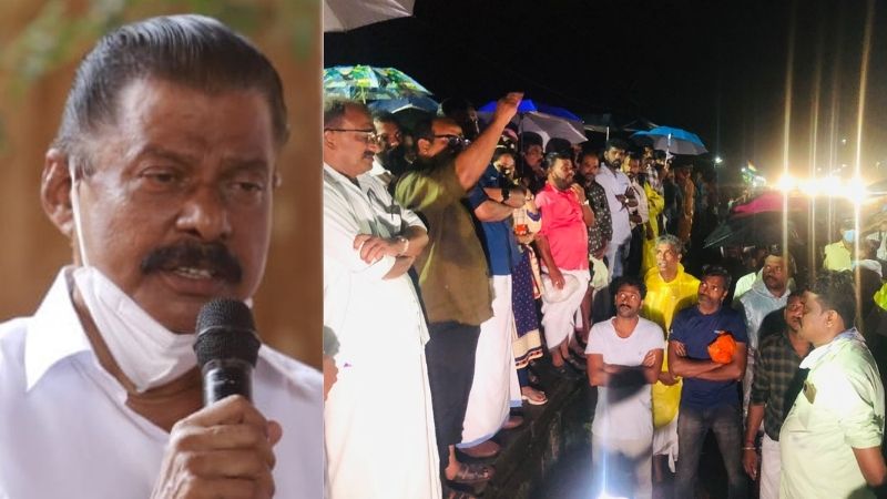 avikkal thodu protest against minister mv govindan