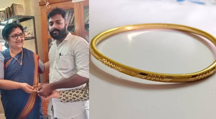 minister r bindu donates gold bangle