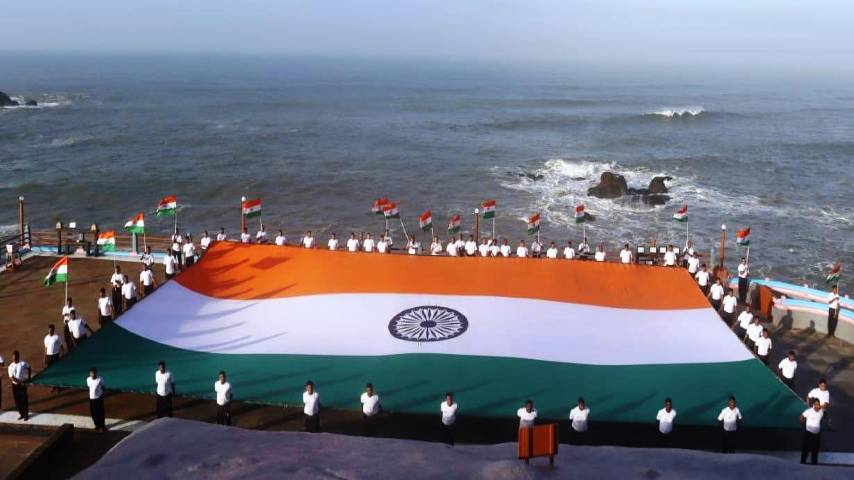 75 feet long national flag on Vivekananda Rock