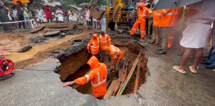 Efforts are being made to restore the crater formed in Muvattupuzha
