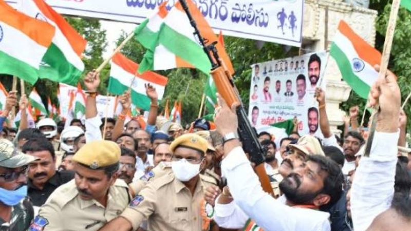 telangana minister opens fire among freedom rally