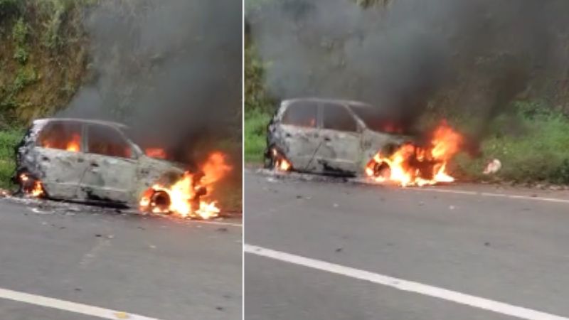 running car was burnt