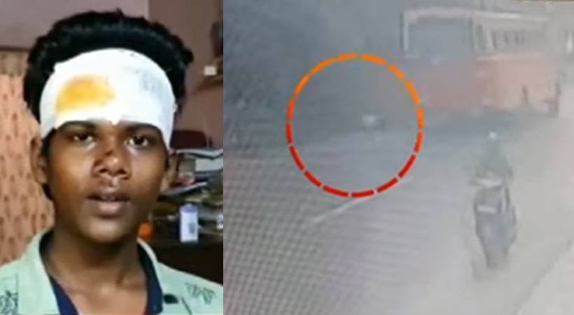 KSRTC left the student who fell from the bus on the road in kollam