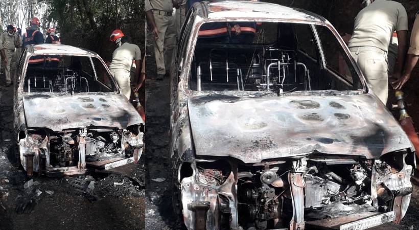 car caught fire and destroyed