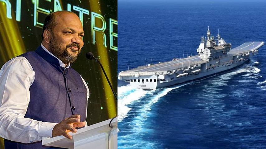 Minister P Rajeev with a Facebook post about INS Vikrant