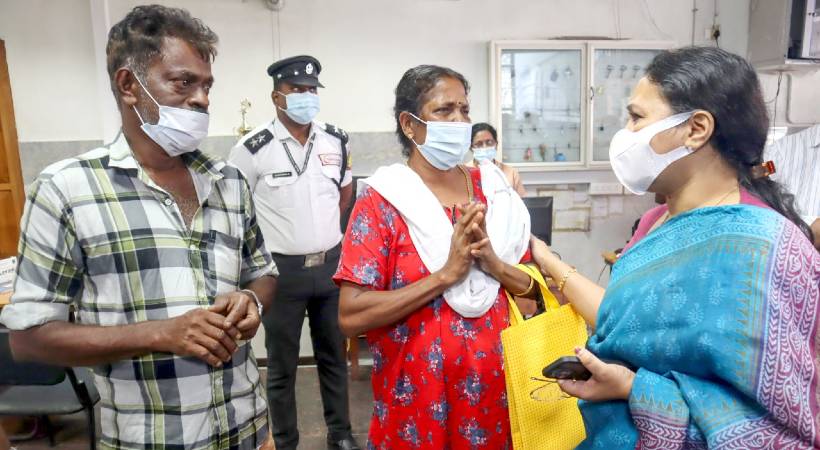Veena George visited the woman who was injured in the attack by her husband
