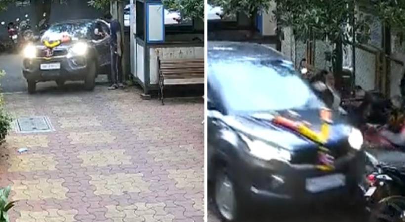 Man Crashes Brand New Tata Nexon Car Into Parked Bikes