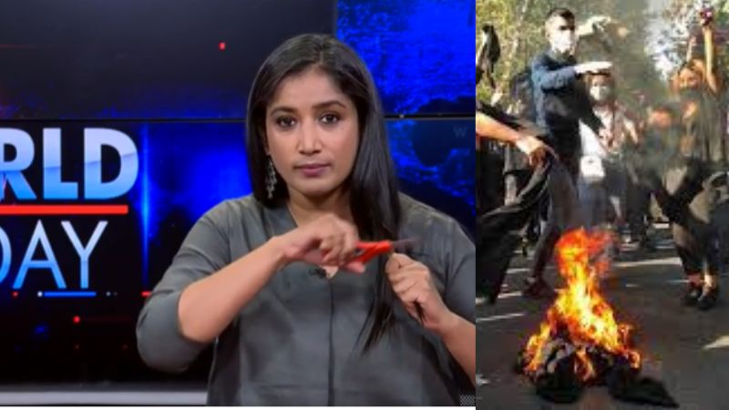 indian journalist cut hair on-air in solidarity with Iranian women