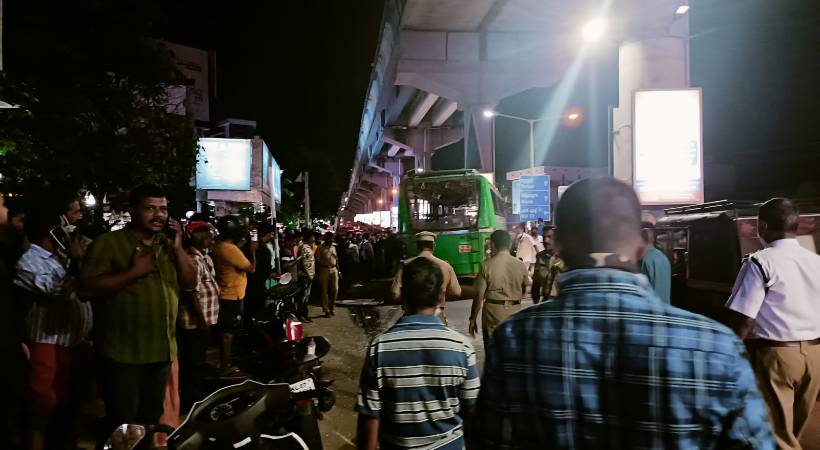 private bus accident Kochi scooter passenger died