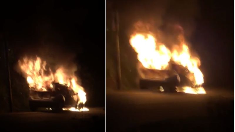 sabarimala pilgrims vehicle catches fire