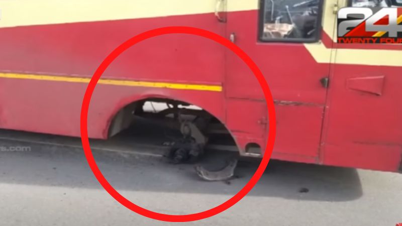 KSRTC bus tire removed by itself while running