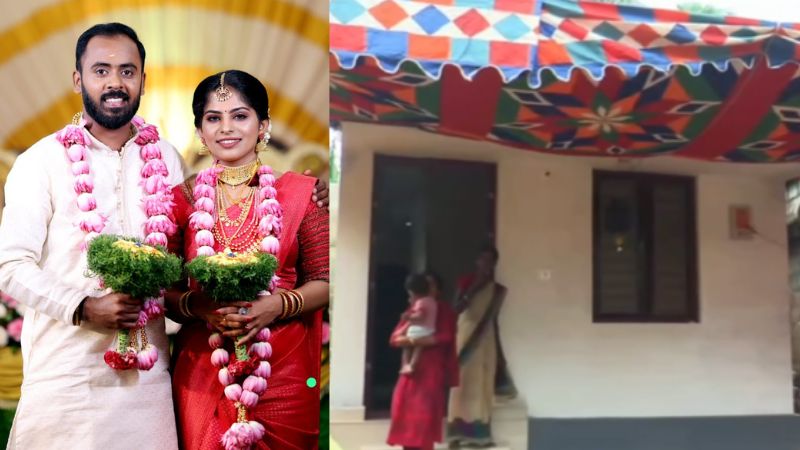 Newly married couple helping poor family to set a home