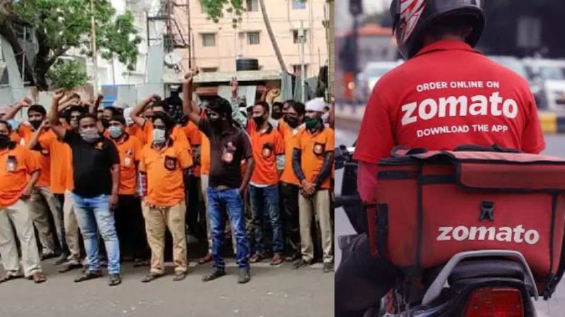 zomato delivery employees go with strike