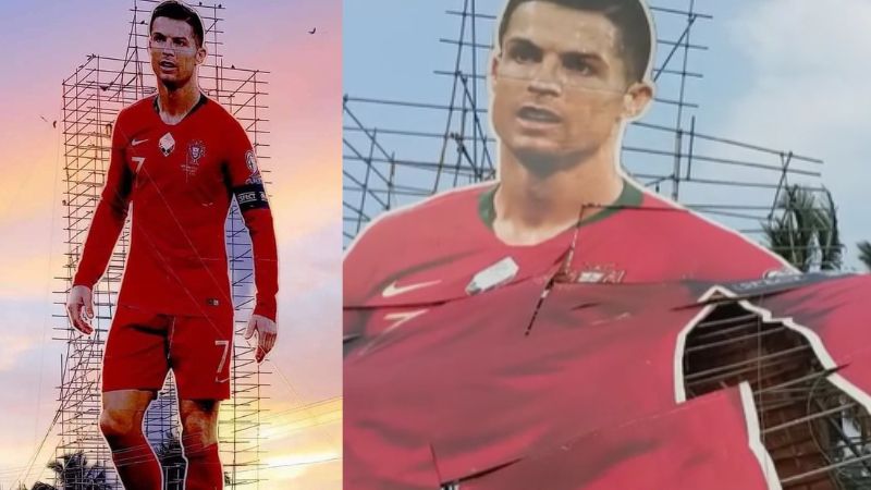 cristiano ronaldo's cutout collapsed