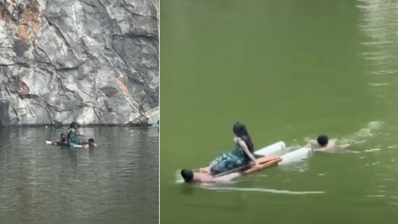 bridegroom and bride fell into water rescued by locals
