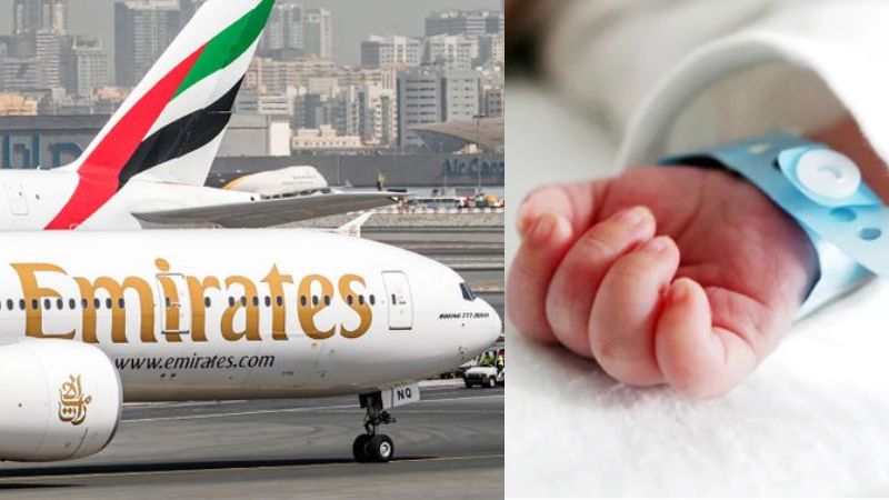 women gives birth to child in emirates airlines