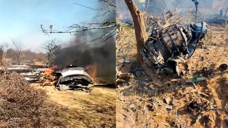 jet crashed in Madhya Pradesh One pilot died