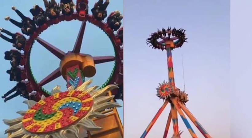 Tourists Hang Upside Down On Broken Amusement Park Ride In China
