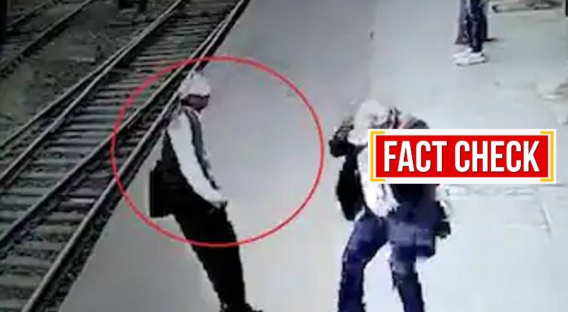 earphone wearing man falling in railway station fact check