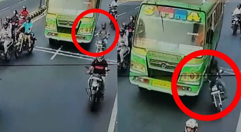 private bus accident Bike passenger dies kochi