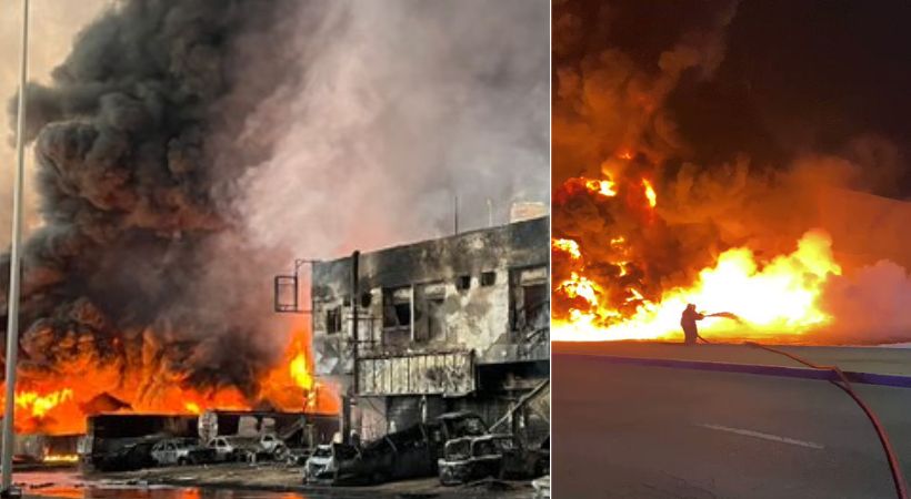 massive fire in Ajman oil factory