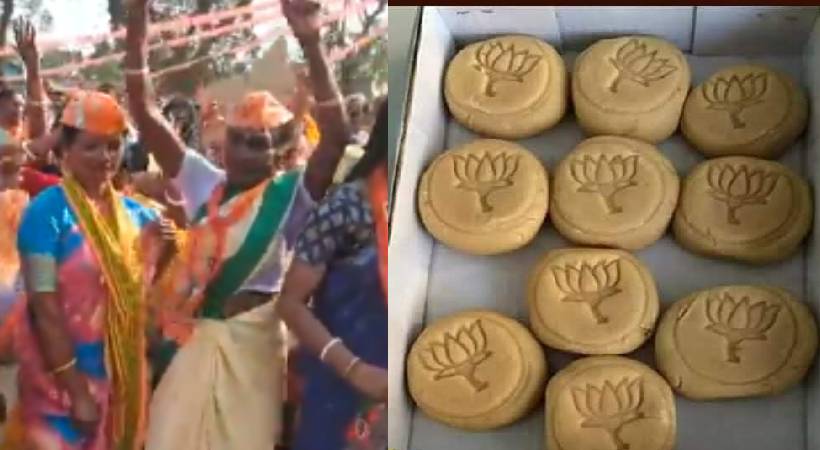 bjp workers rejoice in tripura election