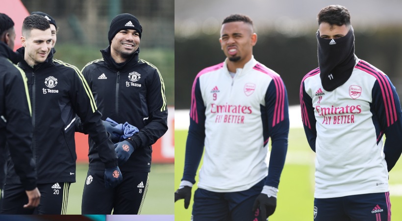 Manchester united and Arsenal training pictures