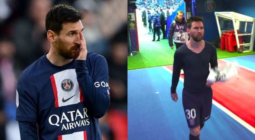 Lionel Messi stormed down the tunnel after PSG's defeat