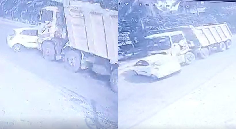 lorry - car accident in thrissur