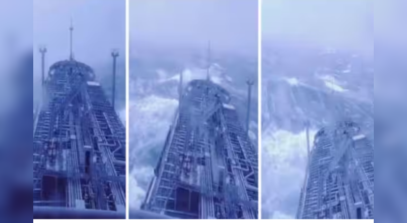 Ship Trying To Survive Huge Waves