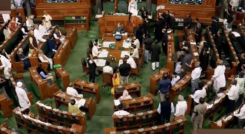 Opposition MPs protest at Parliament with black dress Rahul Gandhi issue
