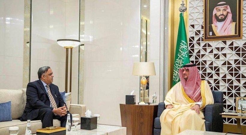 Saudi home Minister and the Indian Ambassador to Saudi Arabia meeting